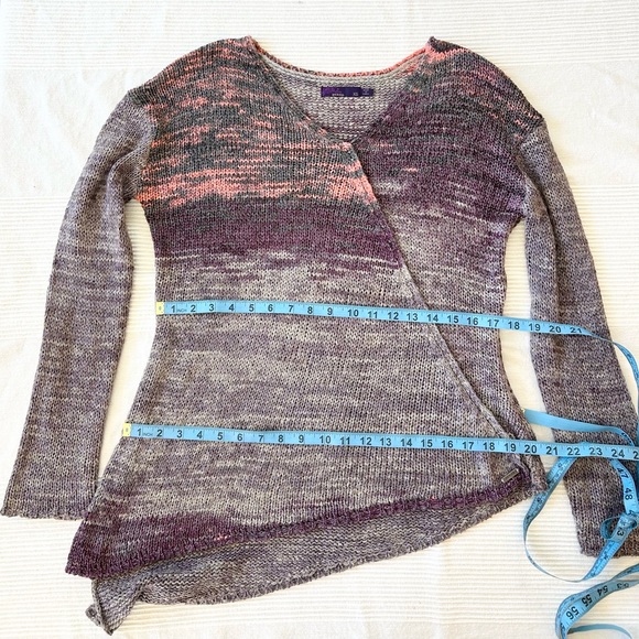 PrAna Vignette V-neck Knit Sweater Asymmetrical Purple Tart - Picture 6 of 13